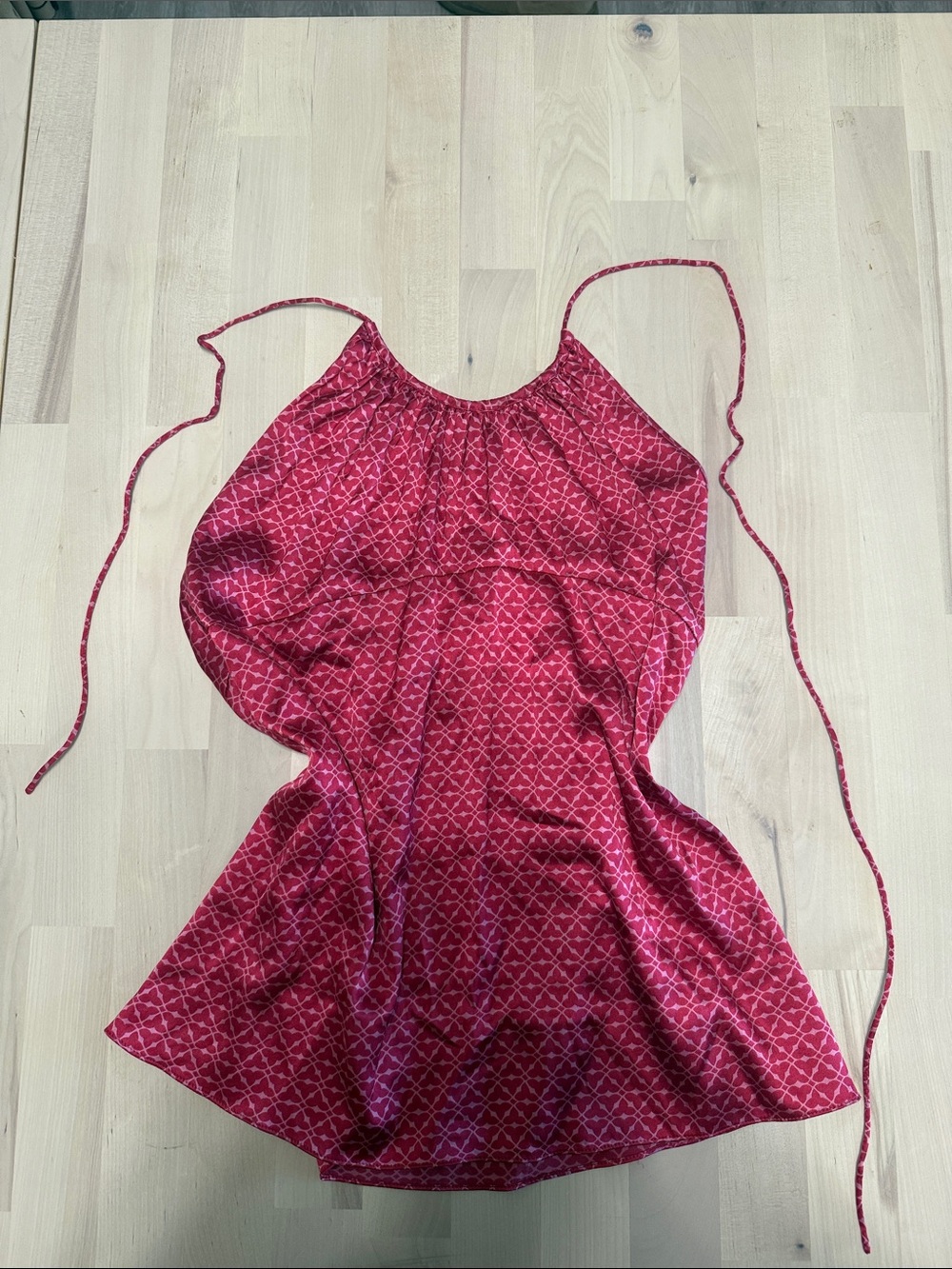 Express Pink Red Geometric Silk Halter Tank Top